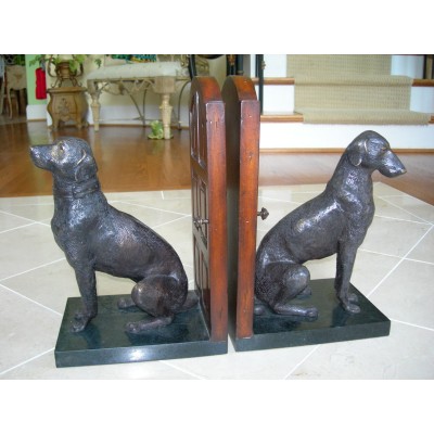 Maitland Smith Pair of Aged Regency Dark Bronze Brass Dog Bookends   371529220696